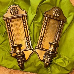 Burwood MCM Golden Faux wood MCM sconces pair